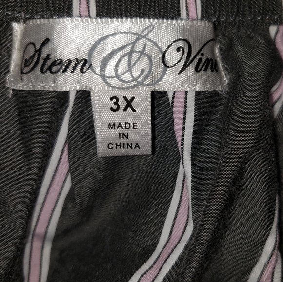 Stem & Vine 3X off shoulder gray pink stripe top - Picture 8 of 15
